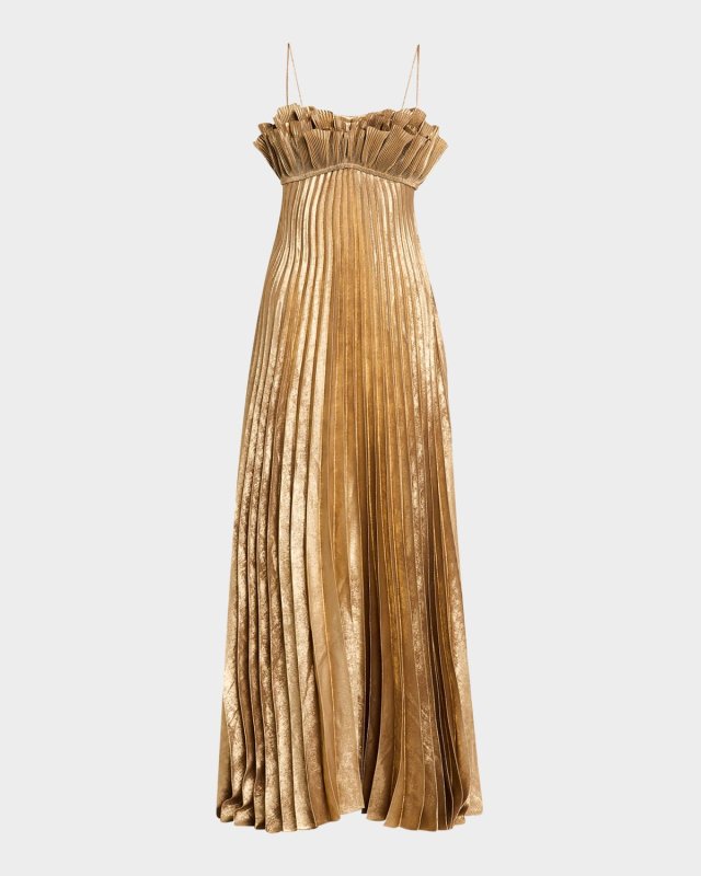 Sanna Pleated Metallic Dress